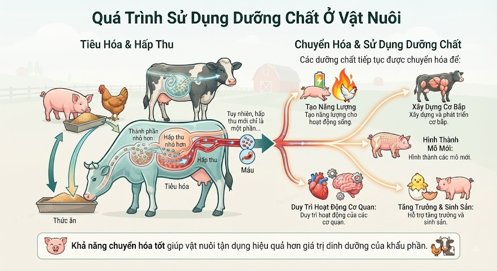 Vai trò của vitamin trong quá trình chuyển hóa thức ăn ở vật nuôi